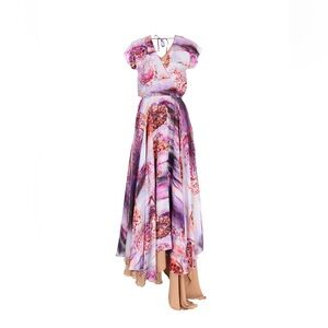 Boho Pastel Paisley High-Low Maxi Dress | Chiffon Wedding Guest Dress